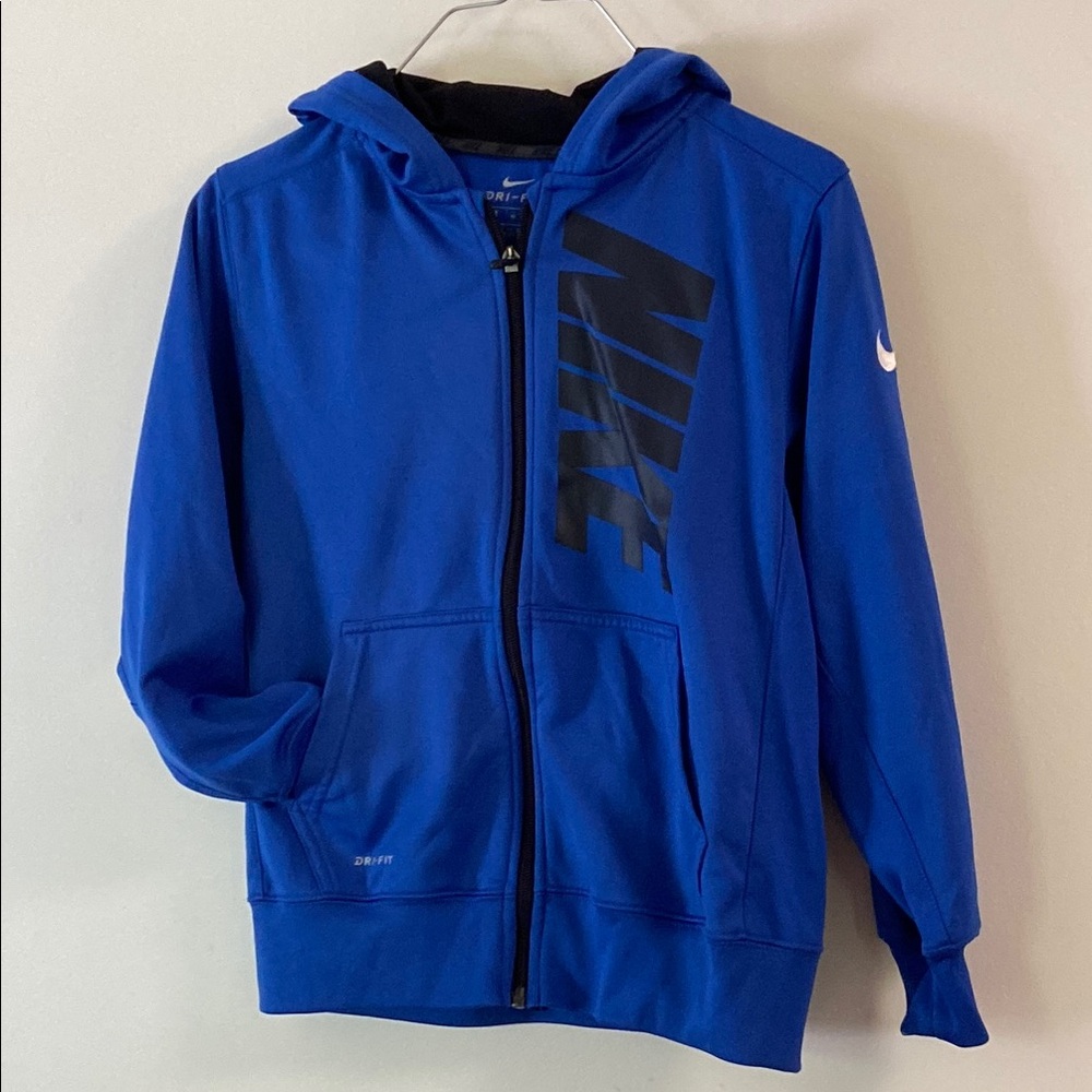 Nike Blue Athletic Hoodie with Ribbed Cuffs Size M